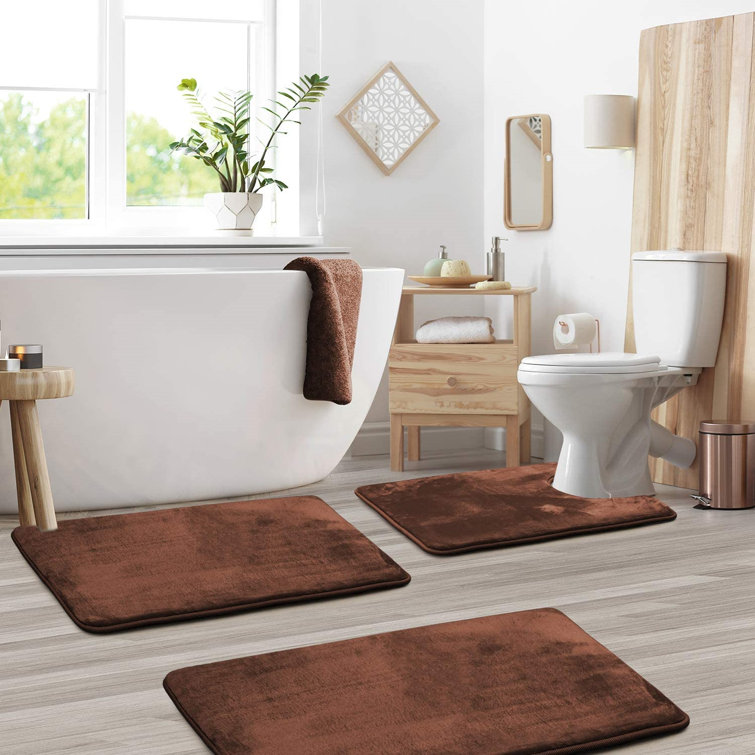 BOMBCY 3 Piece Memory Foam Bath Rug Set Wayfair